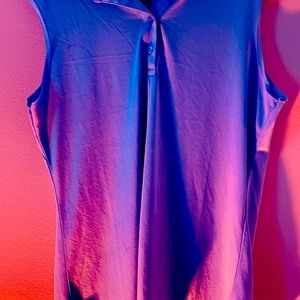 Sleeveless Blue Racetrack Button-Up